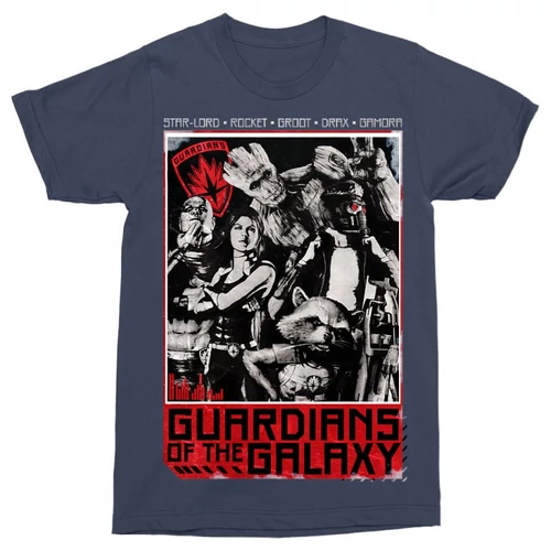 Sötétkék A galaxis őrzői férfi rövid ujjú póló - Guardians Team Grunge