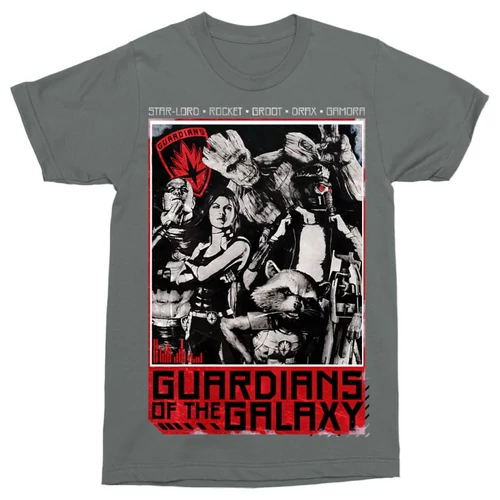 Sötétszürke A galaxis őrzői férfi rövid ujjú póló - Guardians Team Grunge