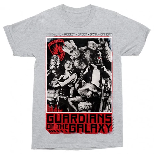 Sportszürke A galaxis őrzői férfi rövid ujjú póló - Guardians Team Grunge