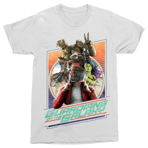 Fehér A galaxis őrzői férfi rövid ujjú póló - Guardians Team Retro