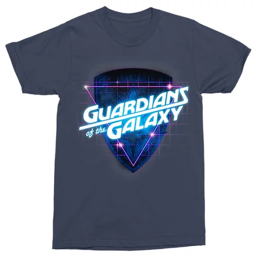 Sötétkék A galaxis őrzői férfi rövid ujjú póló - Retro Badge