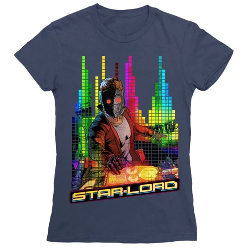 Sötétkék A galaxis őrzői női rövid ujjú póló - Star Lord Music