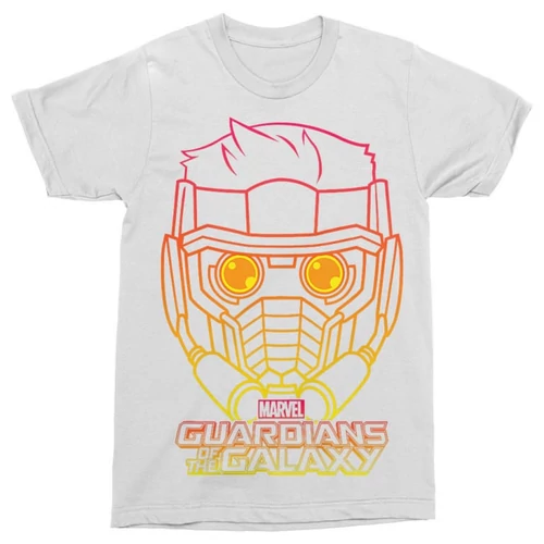 Fehér A galaxis őrzői férfi rövid ujjú póló - Star Lord Outline