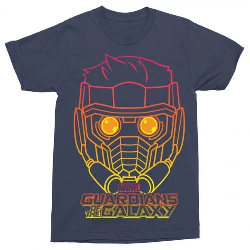 Sötétkék A galaxis őrzői férfi rövid ujjú póló - Star Lord Outline