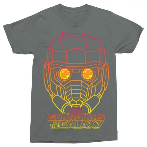 Sötétszürke A galaxis őrzői férfi rövid ujjú póló - Star Lord Outline