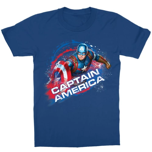 Királykék Marvel Amerika Kapitány gyerek rövid ujjú póló - Captain America Splash