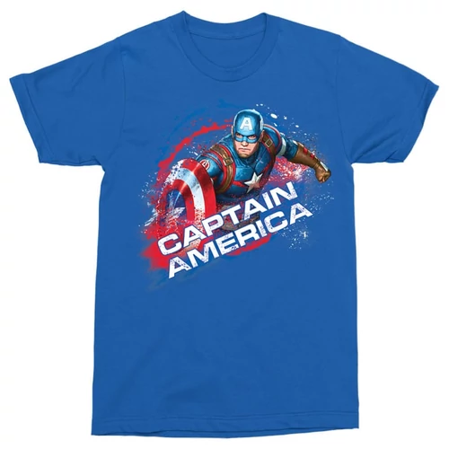 Királykék Amerika Kapitány férfi rövid ujjú póló - Captain America Splash