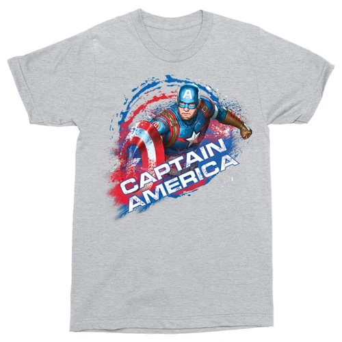 Sportszürke Amerika Kapitány férfi rövid ujjú póló - Captain America Splash