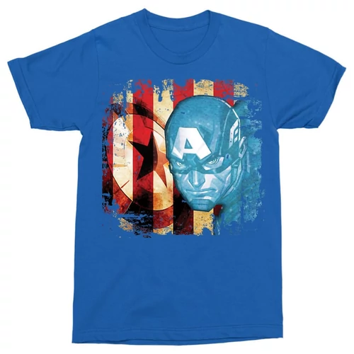 Királykék Amerika Kapitány férfi rövid ujjú póló - Captain America grunge