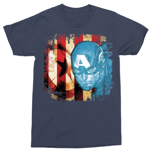 Sötétkék Amerika Kapitány férfi rövid ujjú póló - Captain America grunge