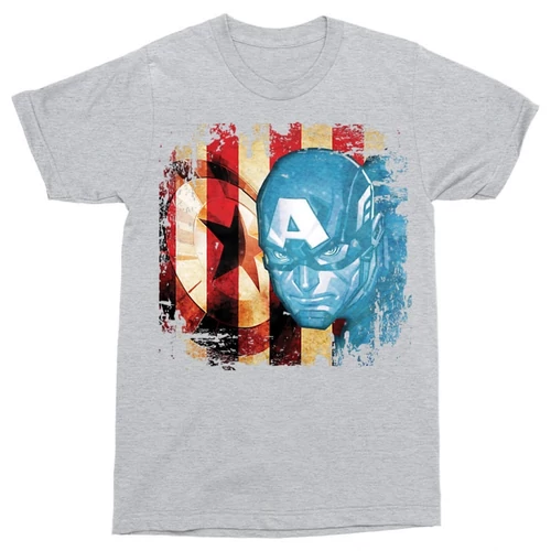 Sportszürke Amerika Kapitány férfi rövid ujjú póló - Captain America grunge