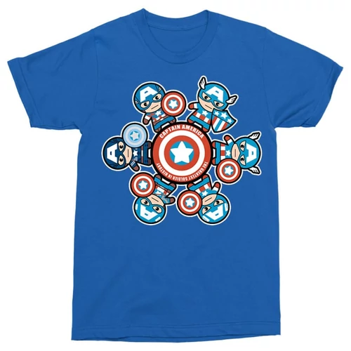 Királykék Amerika Kapitány férfi rövid ujjú póló - Captain America kawaii