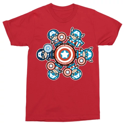 Piros Amerika Kapitány férfi rövid ujjú póló - Captain America kawaii