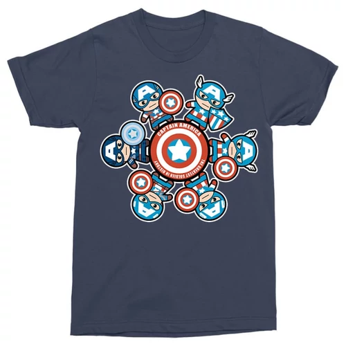 Sötétkék Amerika Kapitány férfi rövid ujjú póló - Captain America kawaii