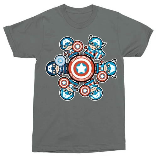 Sötétszürke Amerika Kapitány férfi rövid ujjú póló - Captain America kawaii