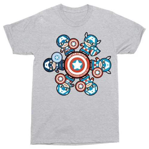 Sportszürke Amerika Kapitány férfi rövid ujjú póló - Captain America kawaii