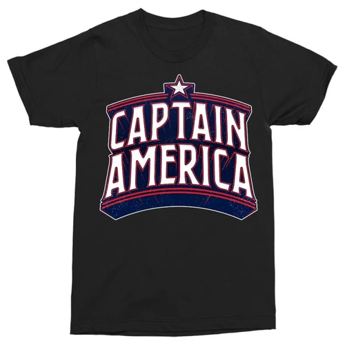 Fekete Amerika Kapitány férfi rövid ujjú póló - Retro Logo