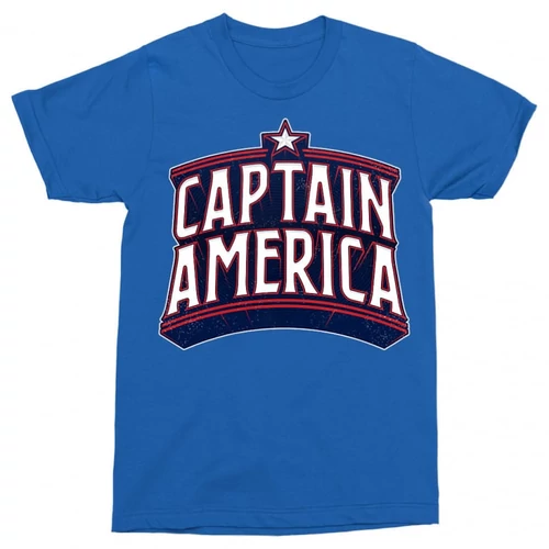Királykék Amerika Kapitány férfi rövid ujjú póló - Retro Logo