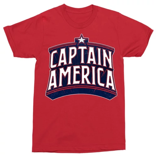 Piros Amerika Kapitány férfi rövid ujjú póló - Retro Logo