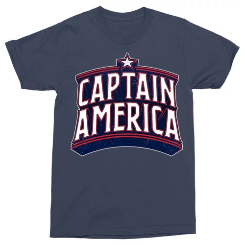 Sötétkék Amerika Kapitány férfi rövid ujjú póló - Retro Logo