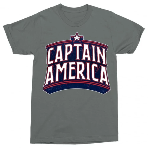 Sötétszürke Amerika Kapitány férfi rövid ujjú póló - Retro Logo