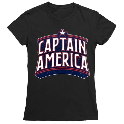 Fekete Amerika Kapitány női rövid ujjú póló - Retro Logo