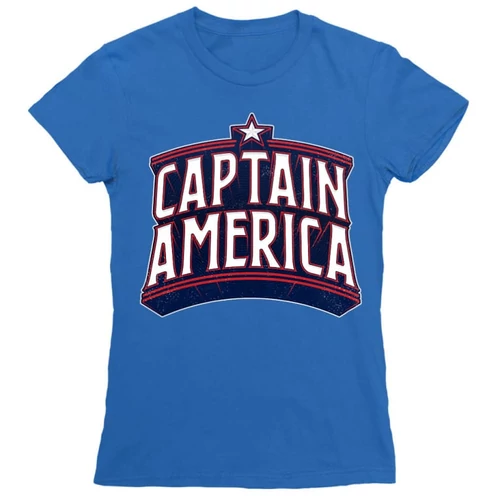 Királykék Amerika Kapitány női rövid ujjú póló - Retro Logo