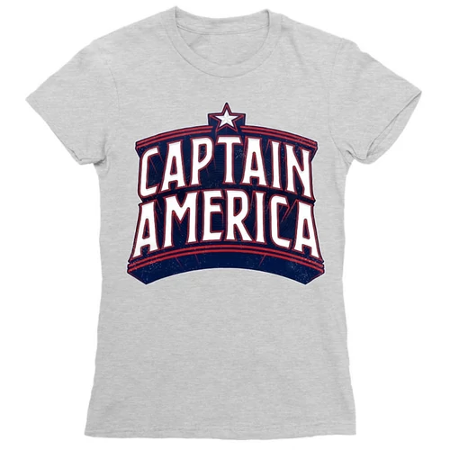 Sportszürke Amerika Kapitány női rövid ujjú póló - Retro Logo