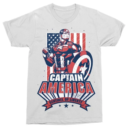 Fehér Marvel Amerika Kapitány férfi rövid ujjú póló - Sentiel of liberty