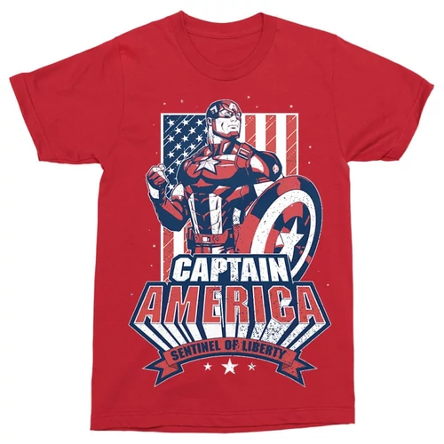 Piros Marvel Amerika Kapitány férfi rövid ujjú póló - Sentiel of liberty
