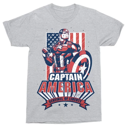 Sportszürke Marvel Amerika Kapitány férfi rövid ujjú póló - Sentiel of liberty