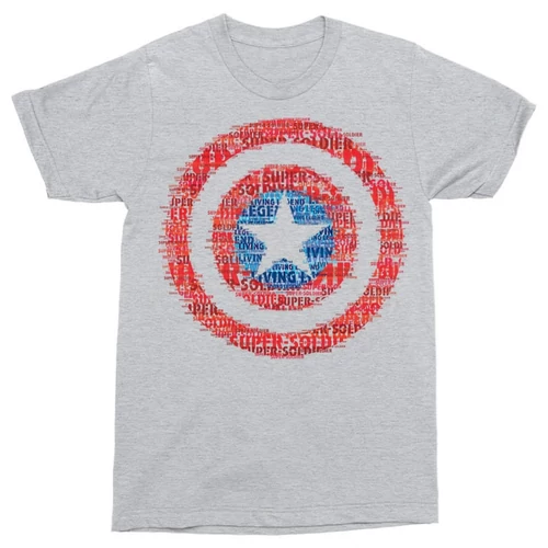 Sprotszürke Marvel Amerika Kapitány férfi rövid ujjú póló - Text Shield