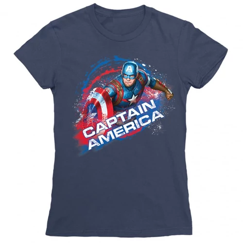 Sötétkék Amerika Kapitány női rövid ujjú póló - Captain America Splash
