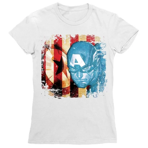 Fehér Amerika Kapitány női rövid ujjú póló - Captain America grunge