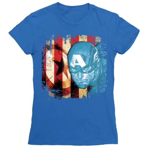 Királykék Amerika Kapitány női rövid ujjú póló - Captain America grunge