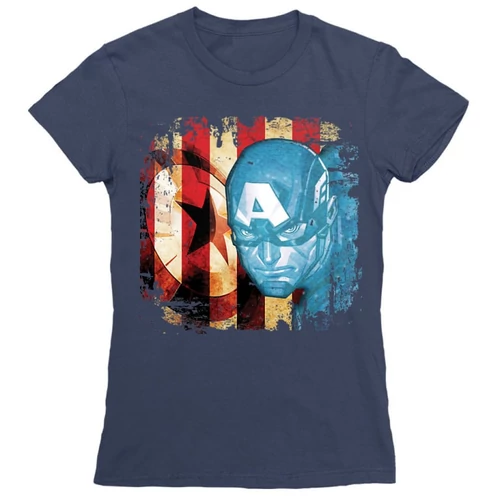 Sötétkék Amerika Kapitány női rövid ujjú póló - Captain America grunge