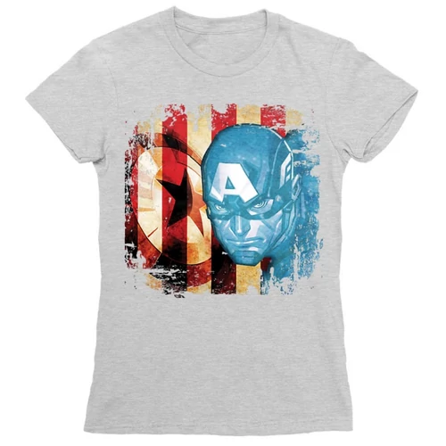 Sportszürke Amerika Kapitány női rövid ujjú póló - Captain America grunge