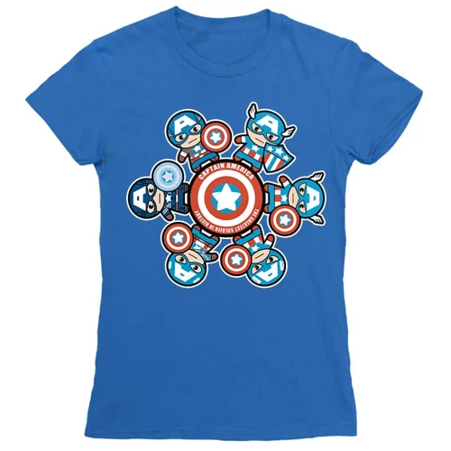 Királykék Amerika Kapitány női rövid ujjú póló - Captain America kawaii