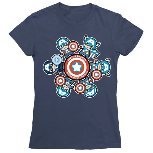 Sötétkék Amerika Kapitány női rövid ujjú póló - Captain America kawaii
