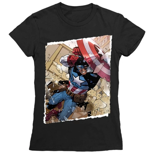 Fekete Marvel Amerika Kapitány női rövid ujjú póló - Ugrás