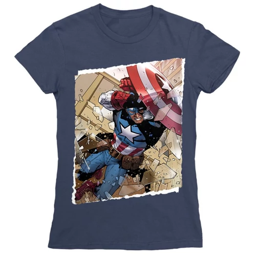 Sötétkék Marvel Amerika Kapitány női rövid ujjú póló - Ugrás