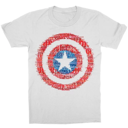 Fehér Marvel Amerika Kapitány gyerek rövid ujjú póló - Text Shield