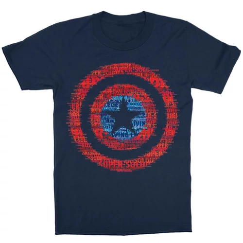 Sötétkék Marvel Amerika Kapitány gyerek rövid ujjú póló - Text Shield
