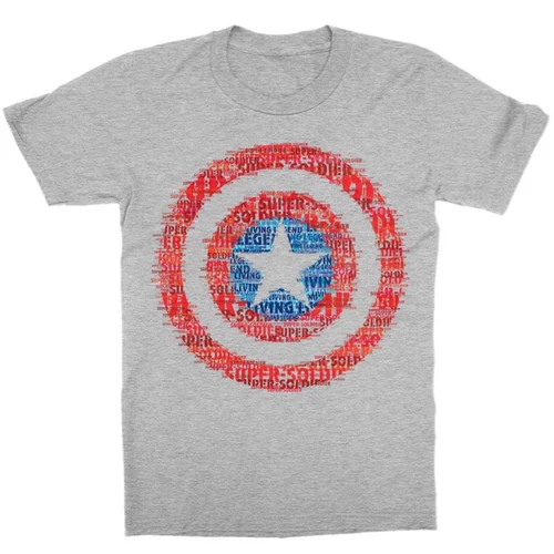 Sportszürke Marvel Amerika Kapitány gyerek rövid ujjú póló - Text Shield