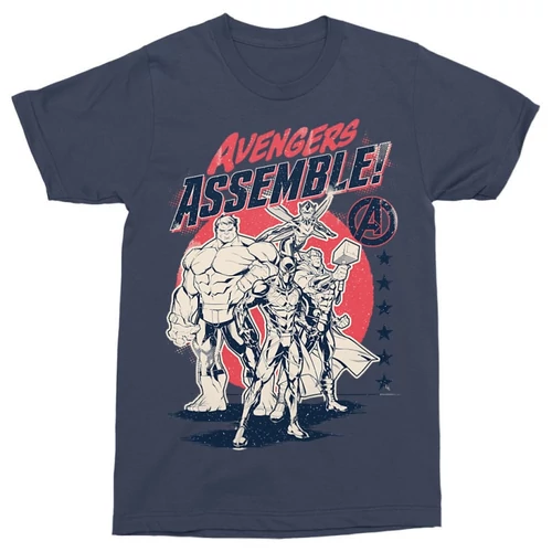Sötétkék Bosszúállók férfi rövid ujjú póló - Avengers Assemble