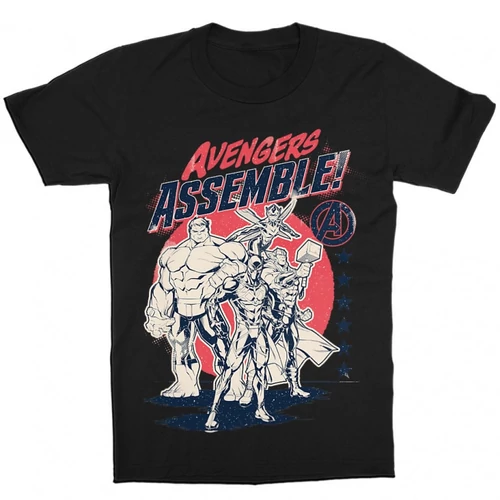 Fekete Bosszúállók gyerek rövid ujjú póló - Avengers Assemble
