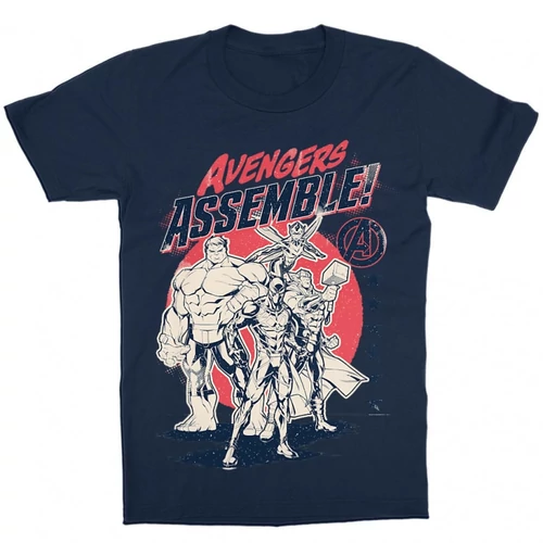 Sötétkék Bosszúállók gyerek rövid ujjú póló - Avengers Assemble