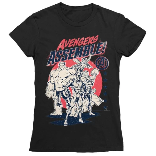 Fekete Bosszúállók női rövid ujjú póló - Avengers Assemble