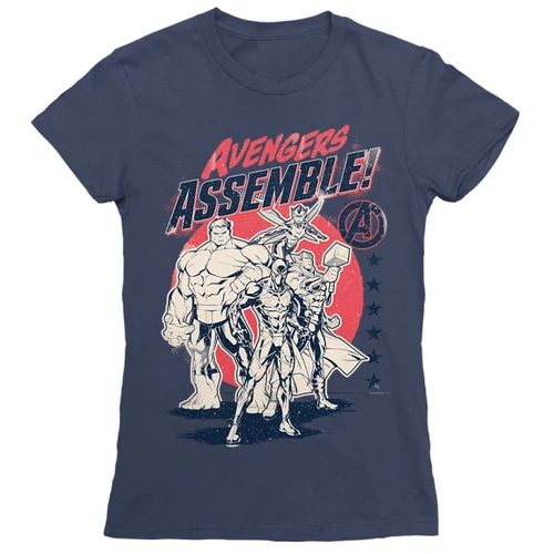 Sötétkék Bosszúállók női rövid ujjú póló - Avengers Assemble