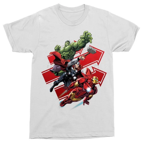 Fehér Bosszúállók férfi rövid ujjú póló - Avengers Trio